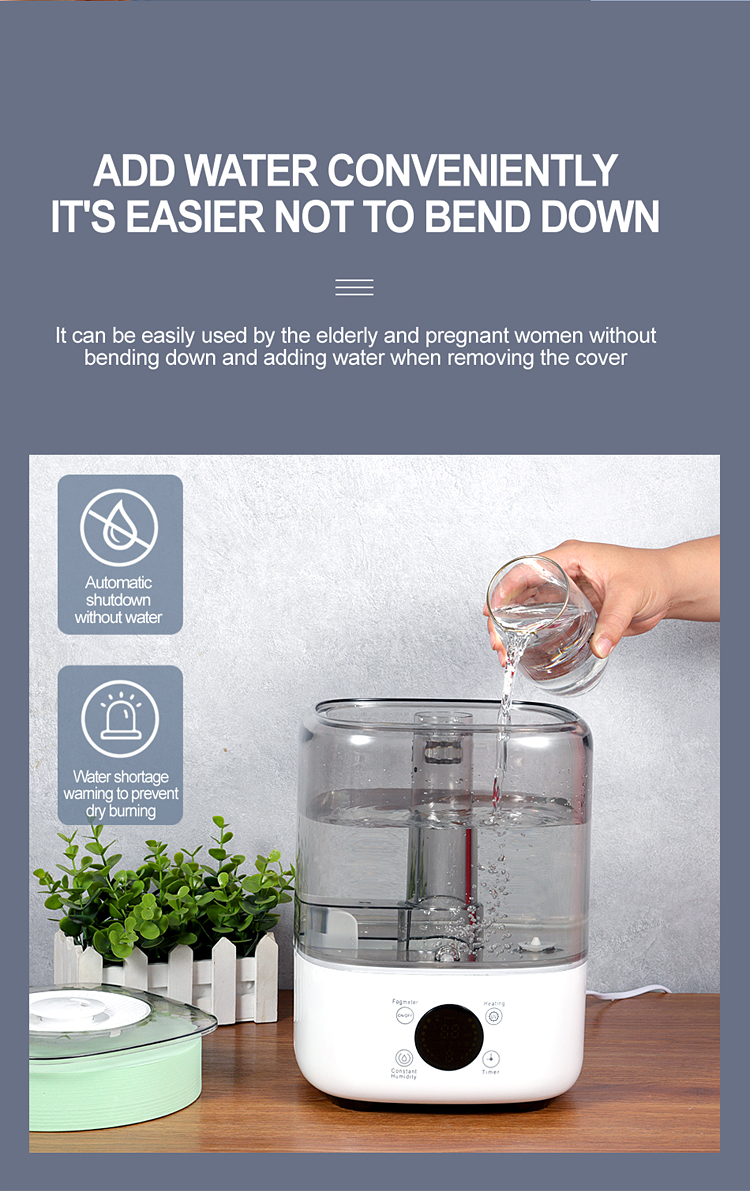 Top Filling 5L Room Humidifier Cool Warm Mist Humidifier UV Sterilize