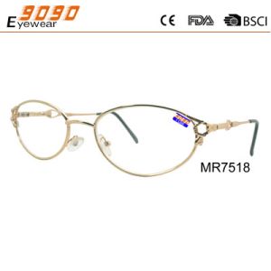 2018 new style fanshionable reading glasses with metal frame, Power rang : 1.00 to 4.00D