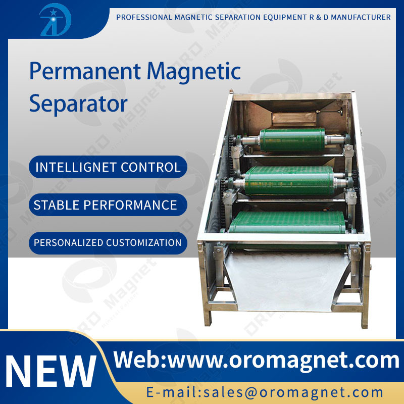 Dry Type Roller Permanent Magnetic Separator With Adjustable Splitter And Vibratory Feeder quartz sand plastic