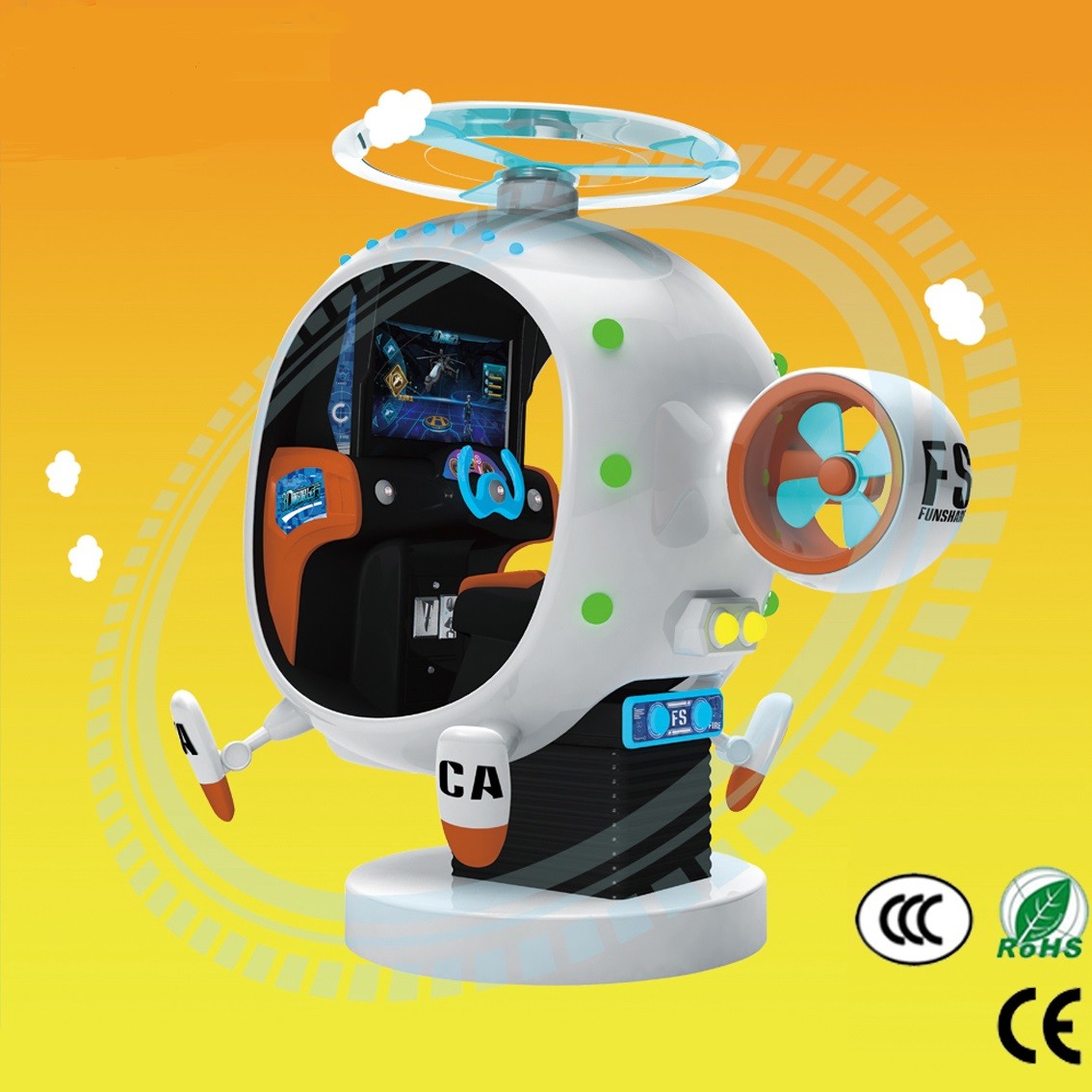 Amusement Park Kiddie Ride Machines 3d Extreme Flight W1480 * D2090 * H2240 Mm Size