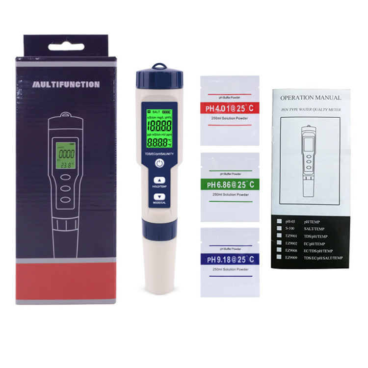 5 in 1 PH/Salinity/Temp/TDS/EC Testing Meter TP16 Water Digital Tester Ideal Detector