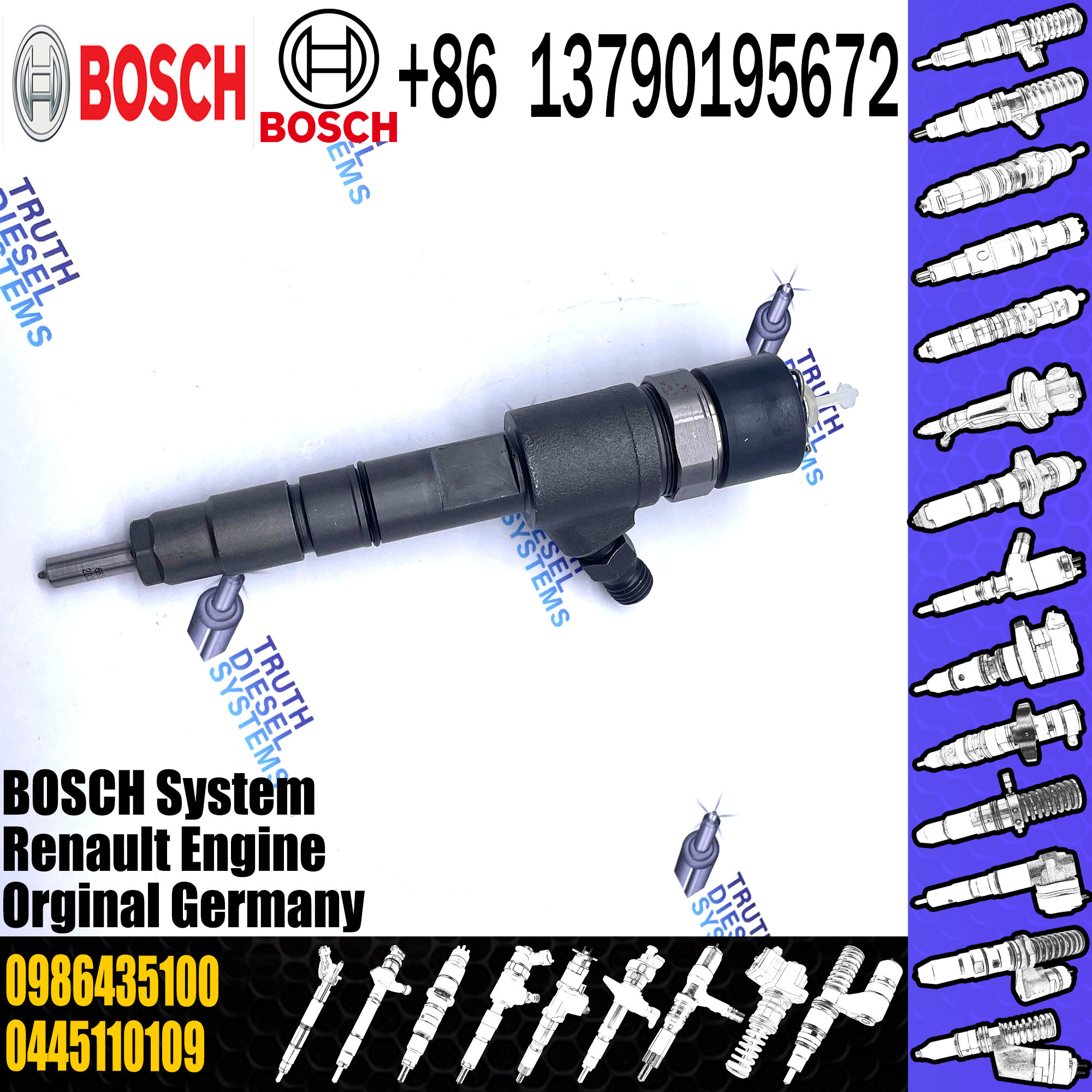 0986435100 Diesel Engine Injector 8200100696 0445110109