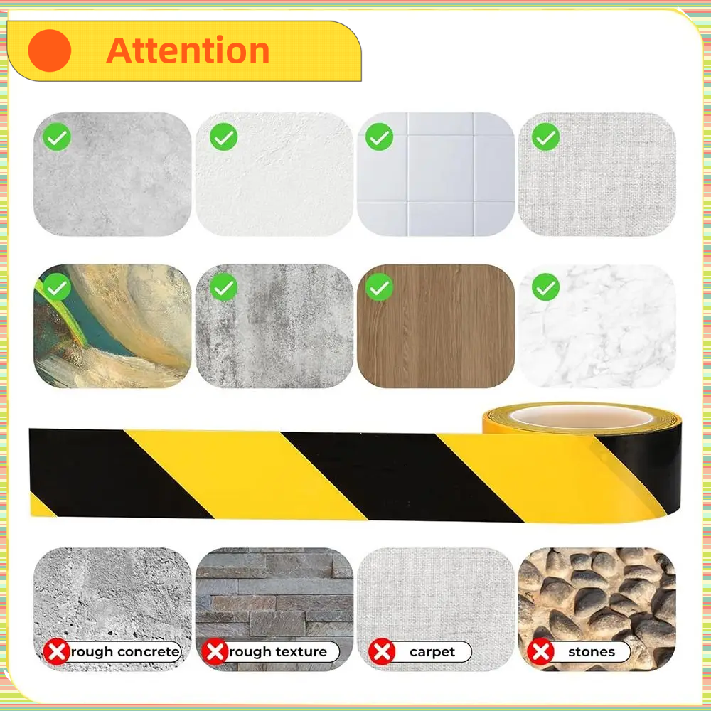 Black PVC Waterproof Self Adhesive Floor Warning Tape Acrylic Adhesive Caution Floor Tape