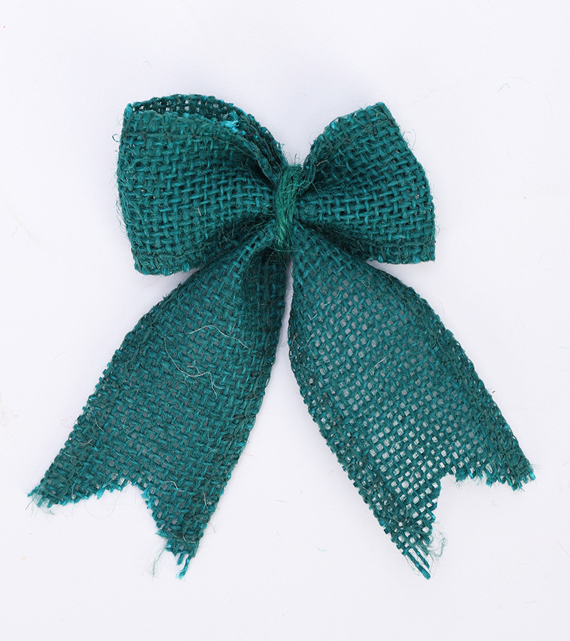 8cm*11cm Jute Ribbon Bow Green Rose Decorative Burlap Ribbon Bow