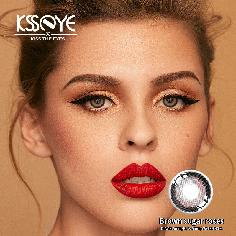 OEM Cosmetic Tinted Circle Black Pupil Contact Lenses 3 Tone For Dark Eyes