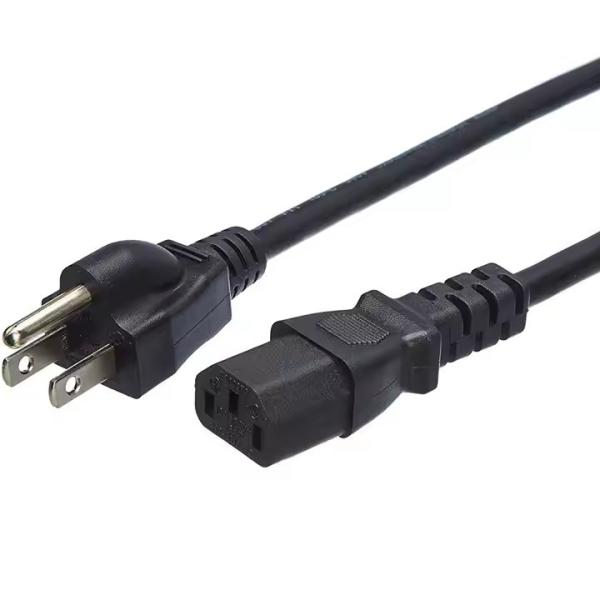 American 3 Pin Prong Plug Extension Cable USA 3Pin 15A AC Cords Electric Lead