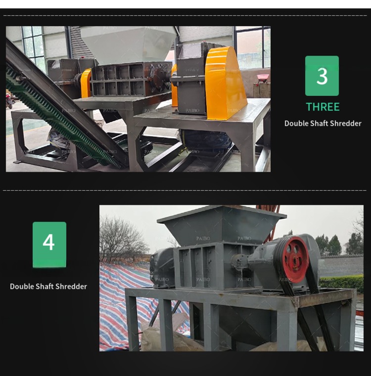 Scrap Car Tire Shredder Machine 45kW Power Waste Plastic Recycling Industrial Shredder