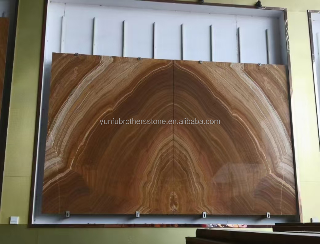 Hot Polished Onyx Big Slab Sheet Book Match for Translucent Stone Veneer Backlit Wall