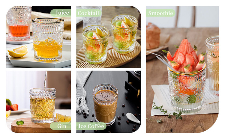 Embossed Crystal Sun Flower Shape Coffee Water Glasses