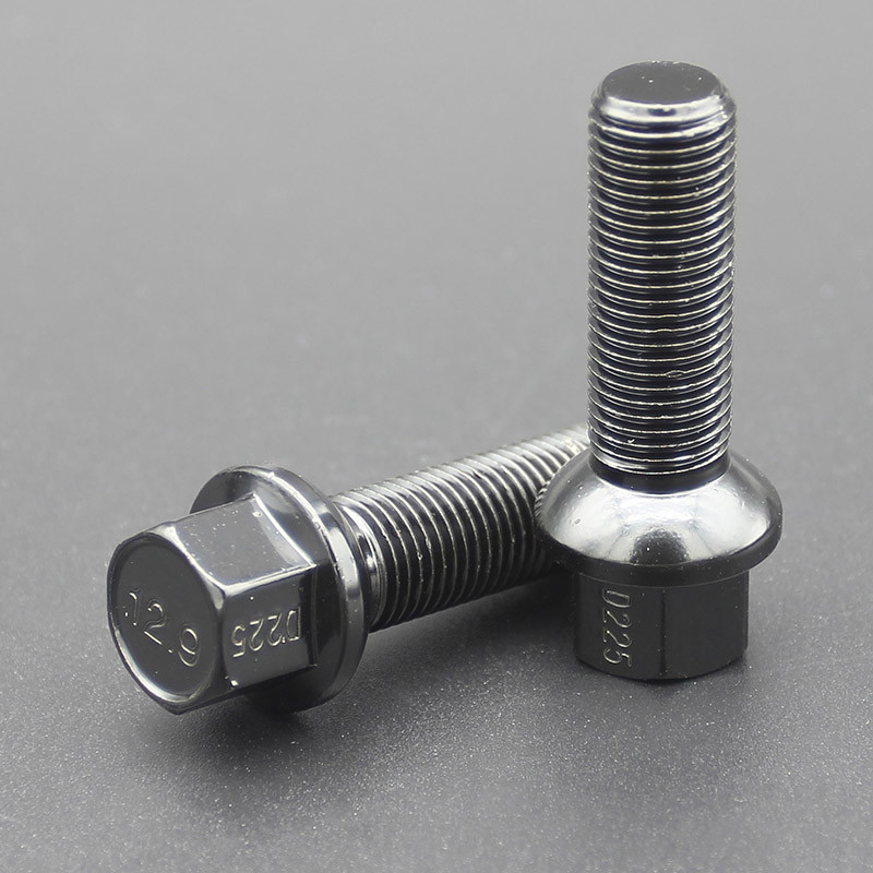 Shank 39mm R14 Extended Lug Bolt Grade 12.9 For Audi & Mercedes Dual Coating Black Finish