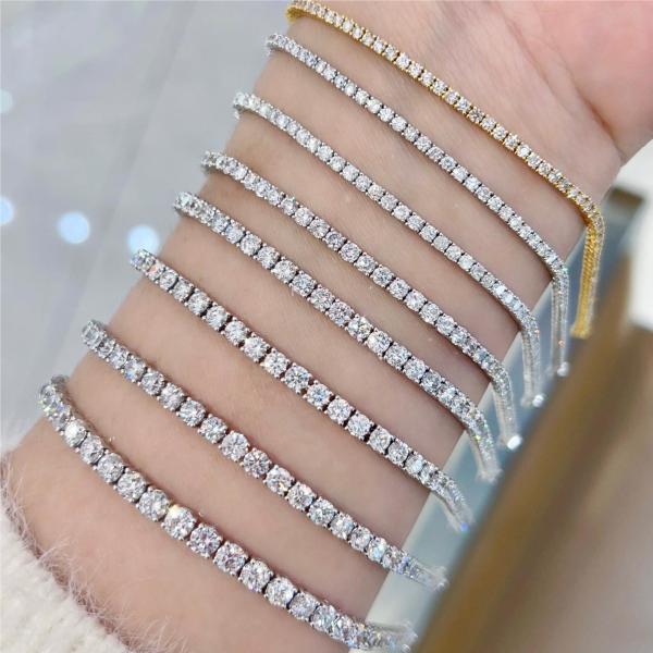 Solid Gold Clarity CVD Round Cut Bezel Lab Grown Diamond Bracelet Gemstone Shape