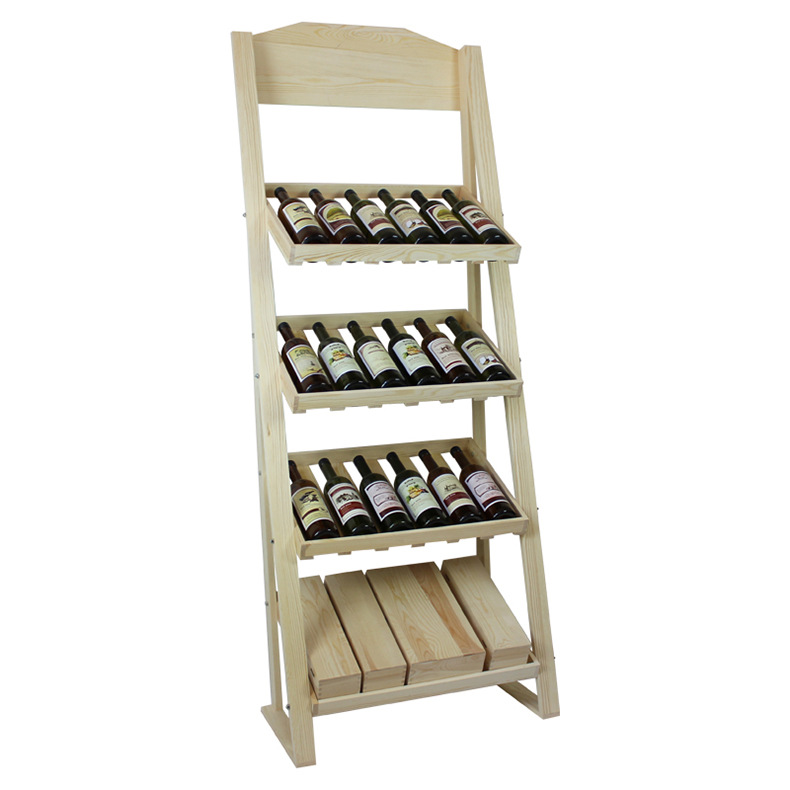 Pine Wood Wine Storage Display Stand Display Shelf Wine Display Rack Natural Wood 24 Bottle Capacity