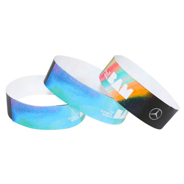 Quality Heat Resistant Paper Event Wristbands Printed Purple With Tyvek Material for sale