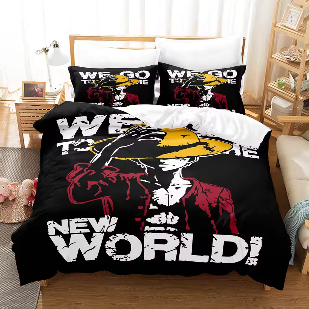 Anti Dust Mite 3D Printed Monkey D. Luffy Series Plant Digital Print Bed Linen Bedding Set