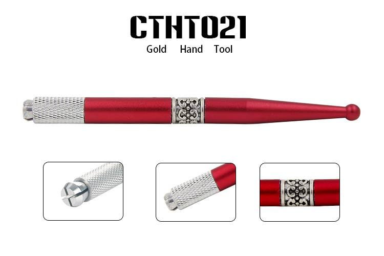Aluminum Red Handtool Eyebrow Manual Tattoo Pen For 3D Embroidered