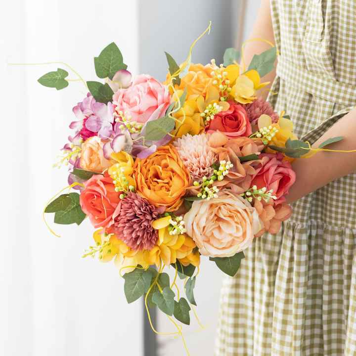 Small Heads Peony Bush Artificial Persian Rose Flower Wedding Bridal Bouquet Wholesale Silk Rose Flowers