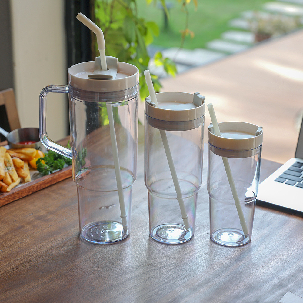 Customized Logo 40 Oz Plastic Water Bottle With Handle Straw 1200ml Large Capacity Plastic Reusable Water Bottles Safe With Sealed Double Wall