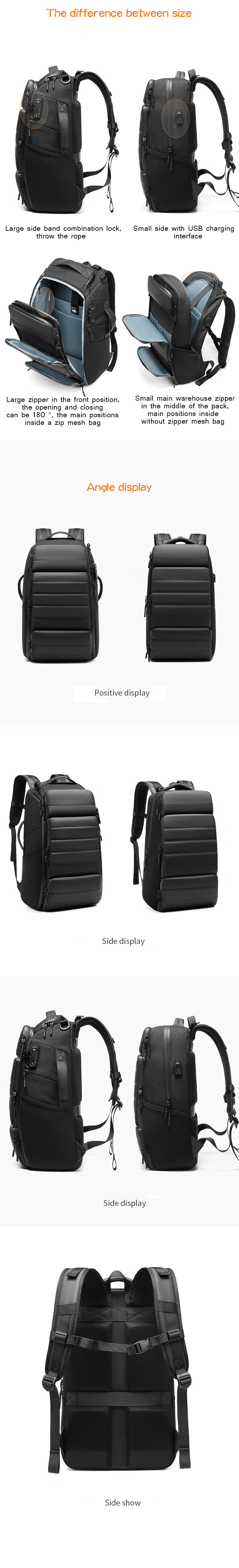 900D Single Layer Film 30L Waterproof Business TSA Lock Backpack 1kg