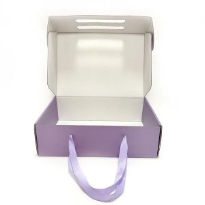  Customizable Printing Logo Clothes Corrugated Folding Cardboard Shipping Box Durable with Ribbon Handle Manufactures