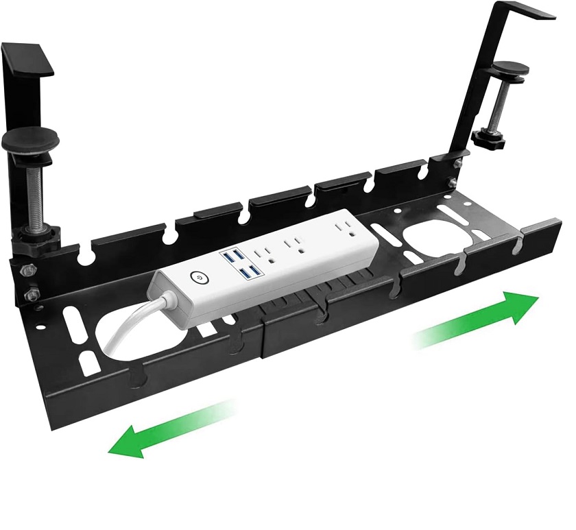 9 Wire Steel Cable Management Tray Under Desk Sturdy Carbon Steel Desk Cable Organizer