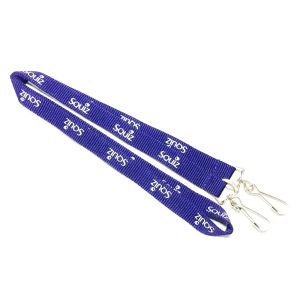 Durable Purple Custom Polyester Lanyards Double J Hooks White Print For ID Card