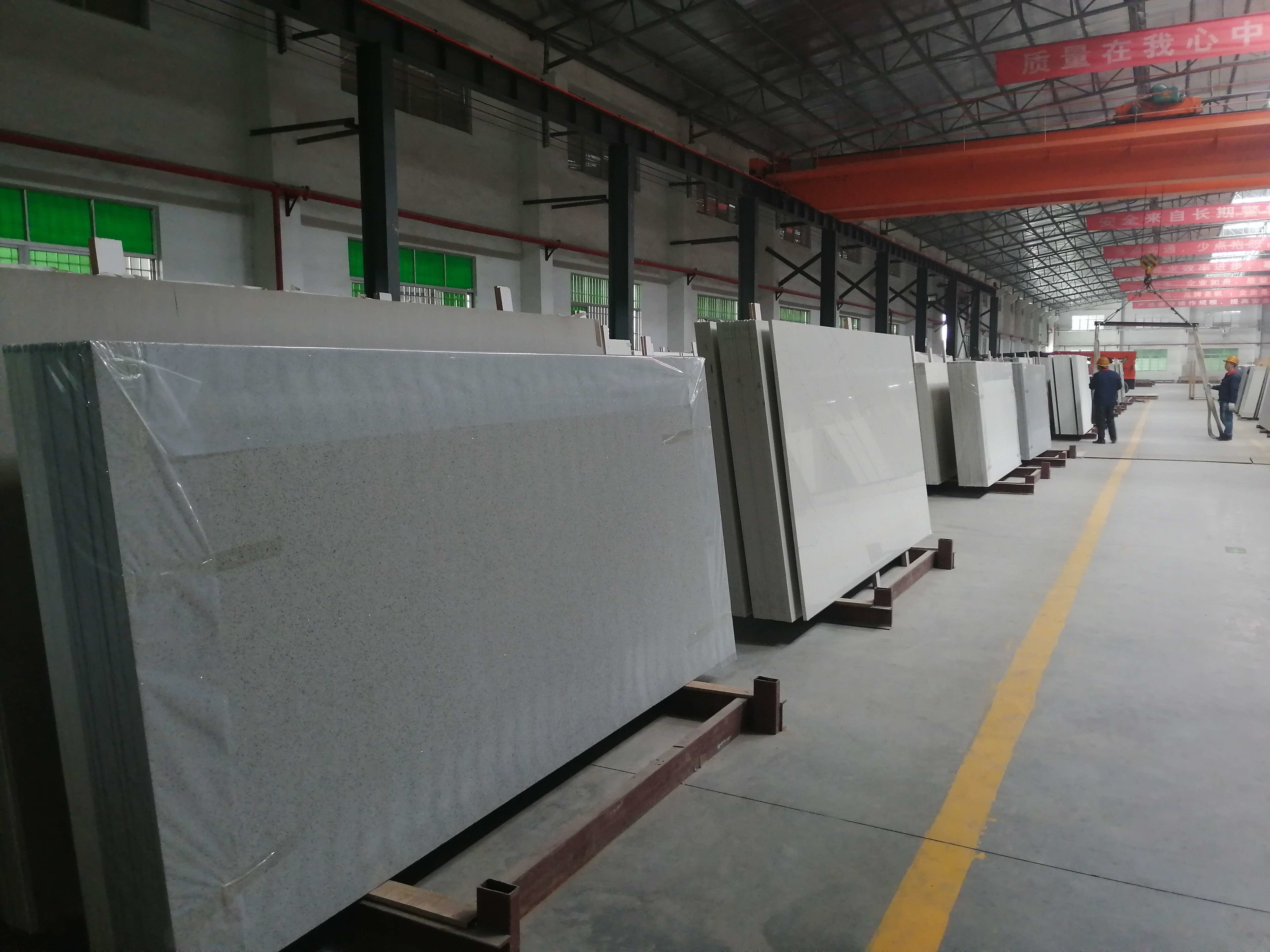 Kitchen Calacatta White Quartz Stone Slab Ice Crack Pattern NSF SGS Certified