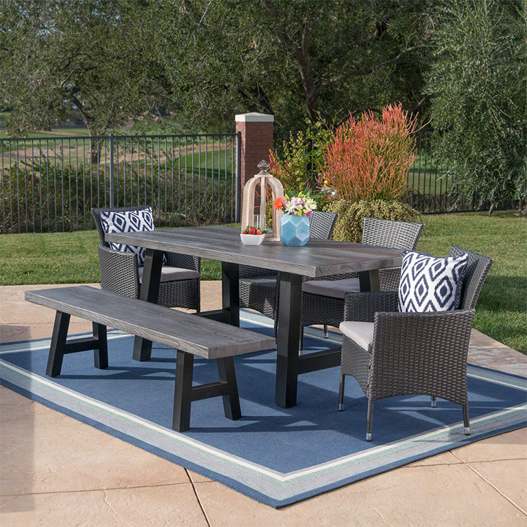 Outdoor Fiber Cement Furniture GRC Concrete Table With Sturdy Legs