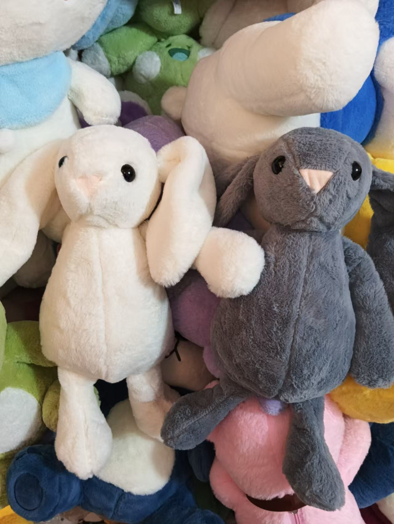Plush toy stuffed bunny white/gray soft portable Christmas holiday gift animal cartoon cute shaped toy