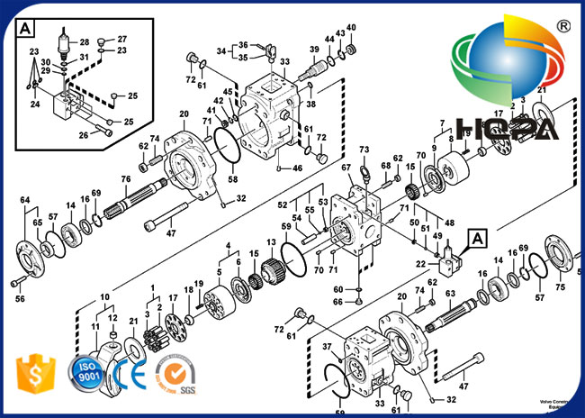 VOE14554799 14554799 Hydraulic Main Pump Seal Kit for Volvo EC330B EC360B