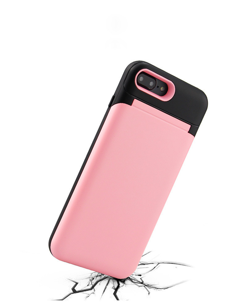 TPU PC 2 in 1 pink card slot phone case with a mirror for iphone X 6splus 7plus