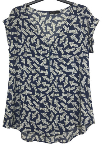 Soft Fashion Ladies Blouse Short Sleeve Blue Printing Color With Different Size