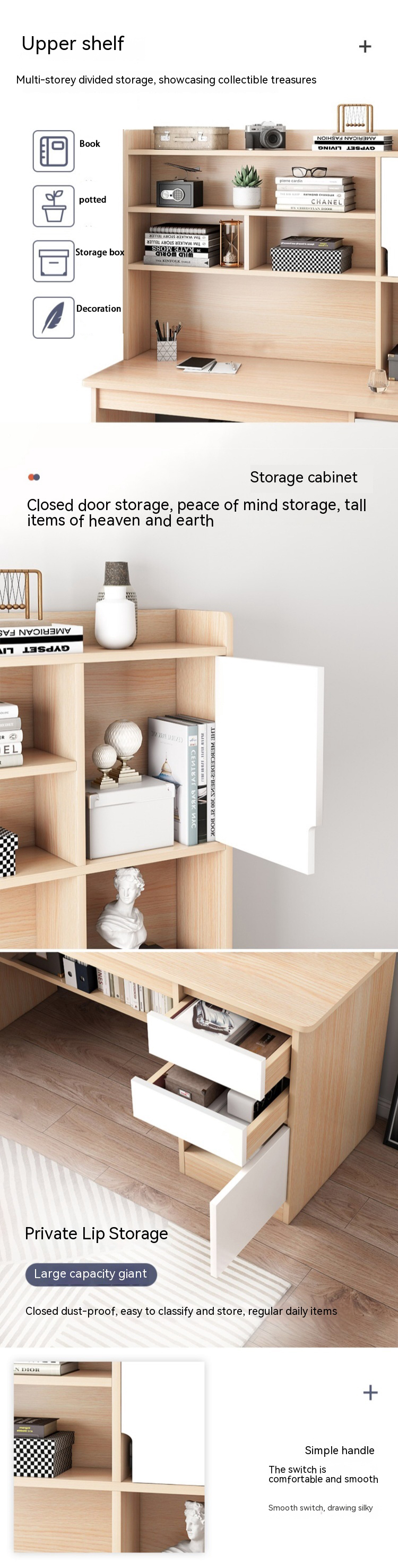 Home Student Study Table Writing Bookcase Bookshelf All-in-One Desk for Simple Computer