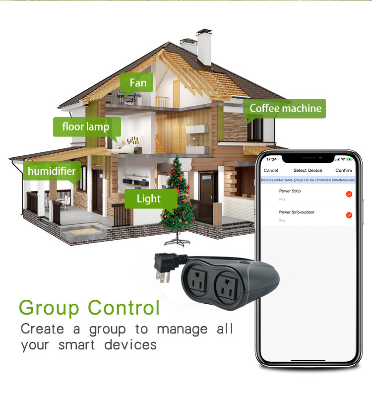 Remote Control WIFI Smart Plug Waterproof Wi-Fi Outlet Switch For Alexa / Google Assistant