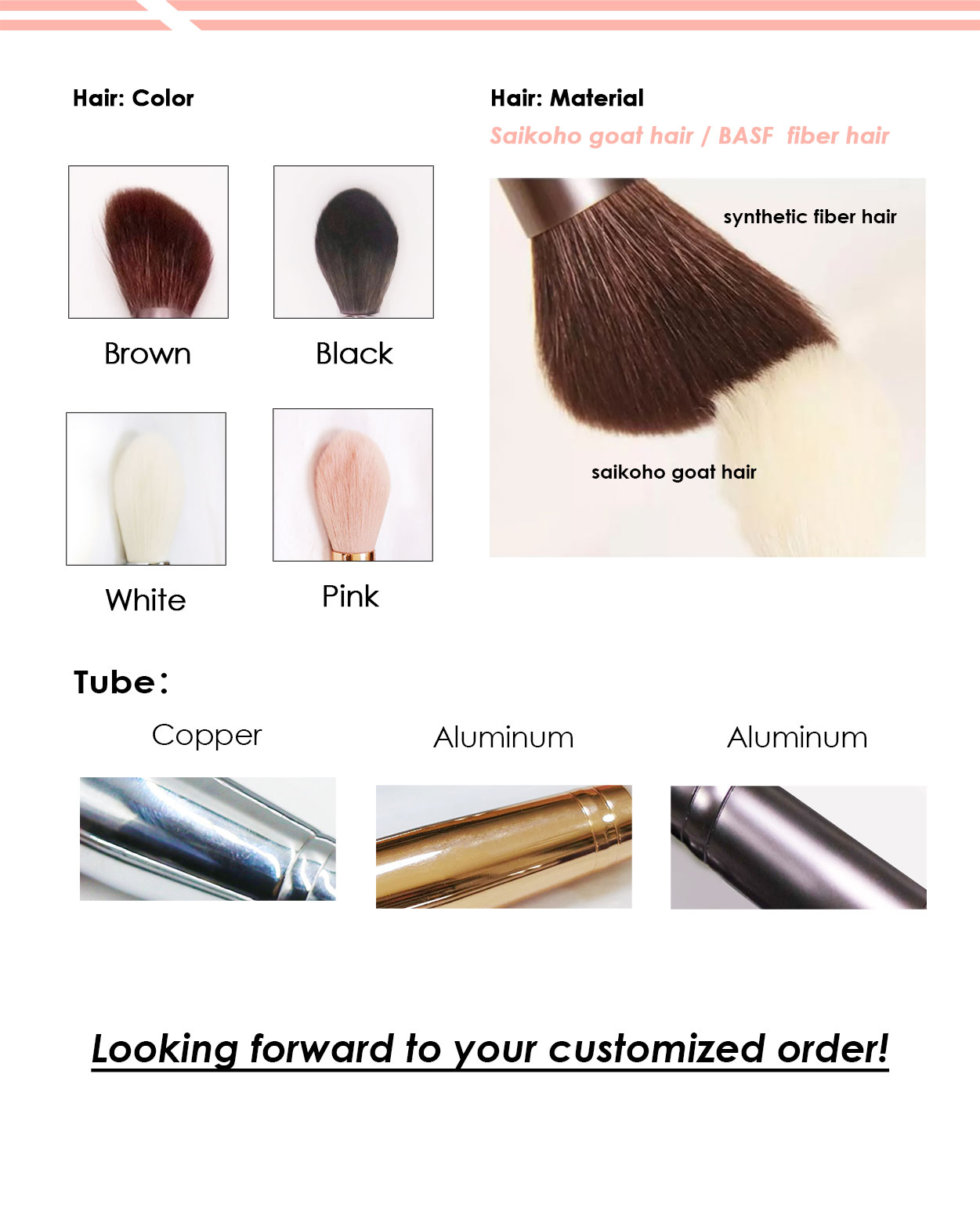 Glitter Handle 5pcs Goat Hair Makeup Brushes For Foundation And Concealer