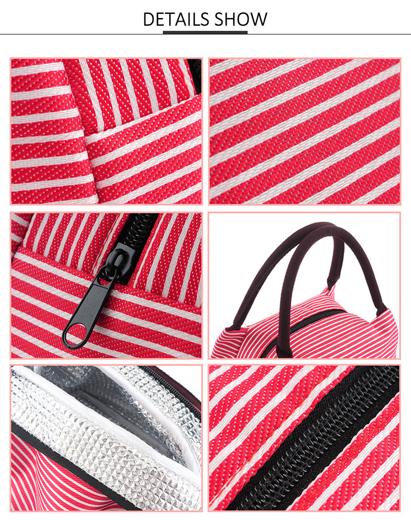 Reusable Stripe Aluminum Foil Lining Waterproof Insulated Bag