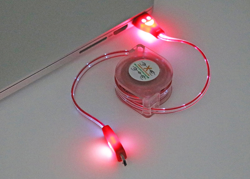 5 Color PVC 1M USB Extension Cable Micro Braided Mini LED Charger TPE Led Light For Smartphone