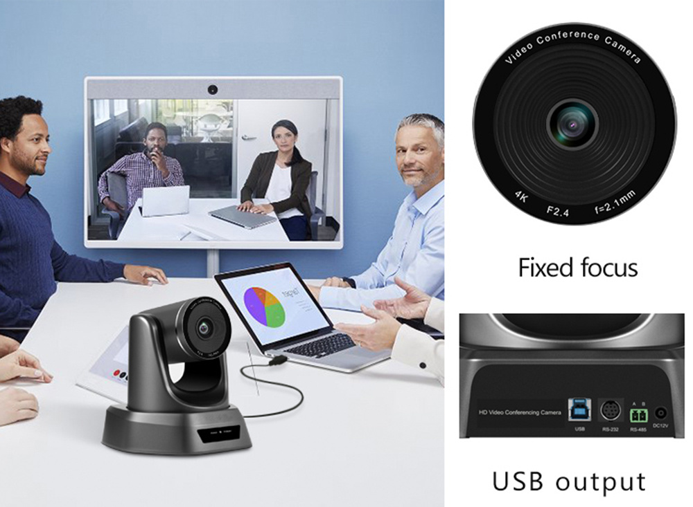 Fixed Focus 8.29 MP PTZ Camera for Huddle Rooms