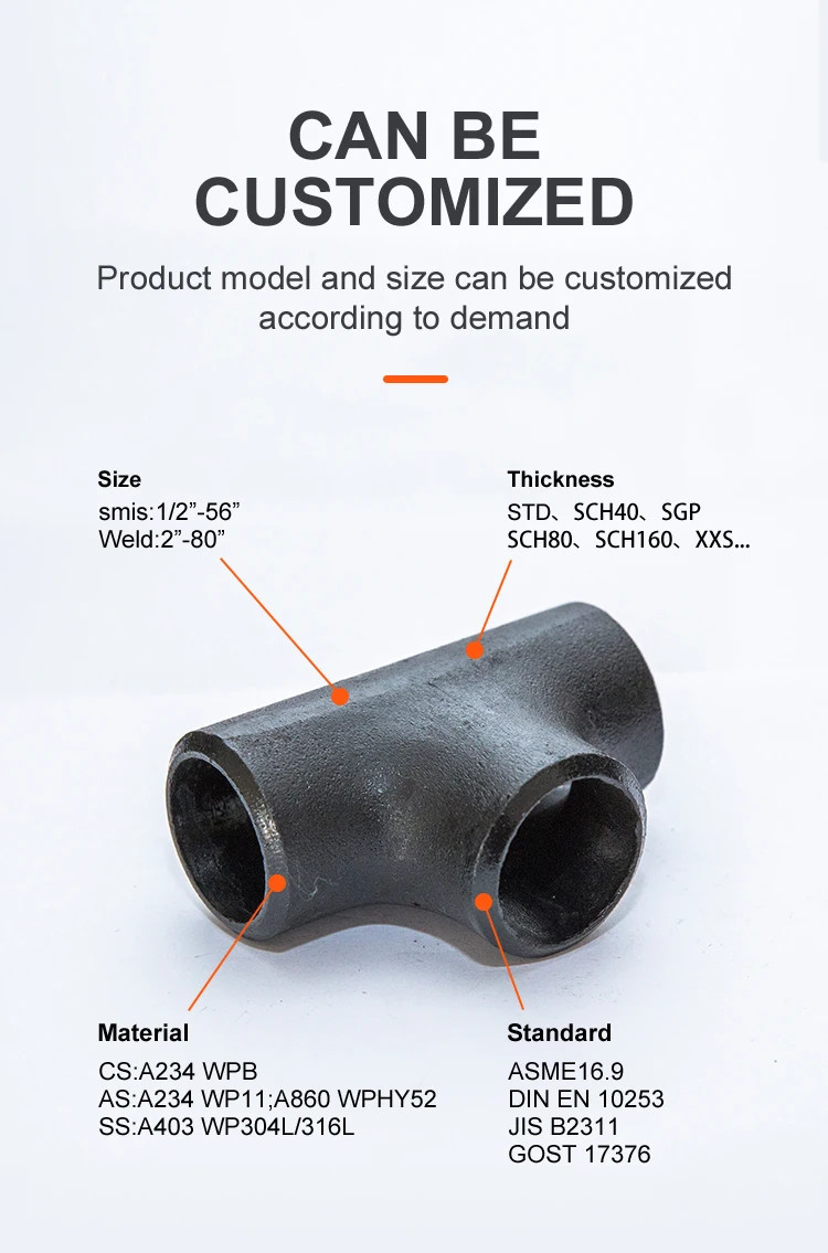 Durable Carbon Steel Equal Tee St37.0 Material Forged Technics Fittings