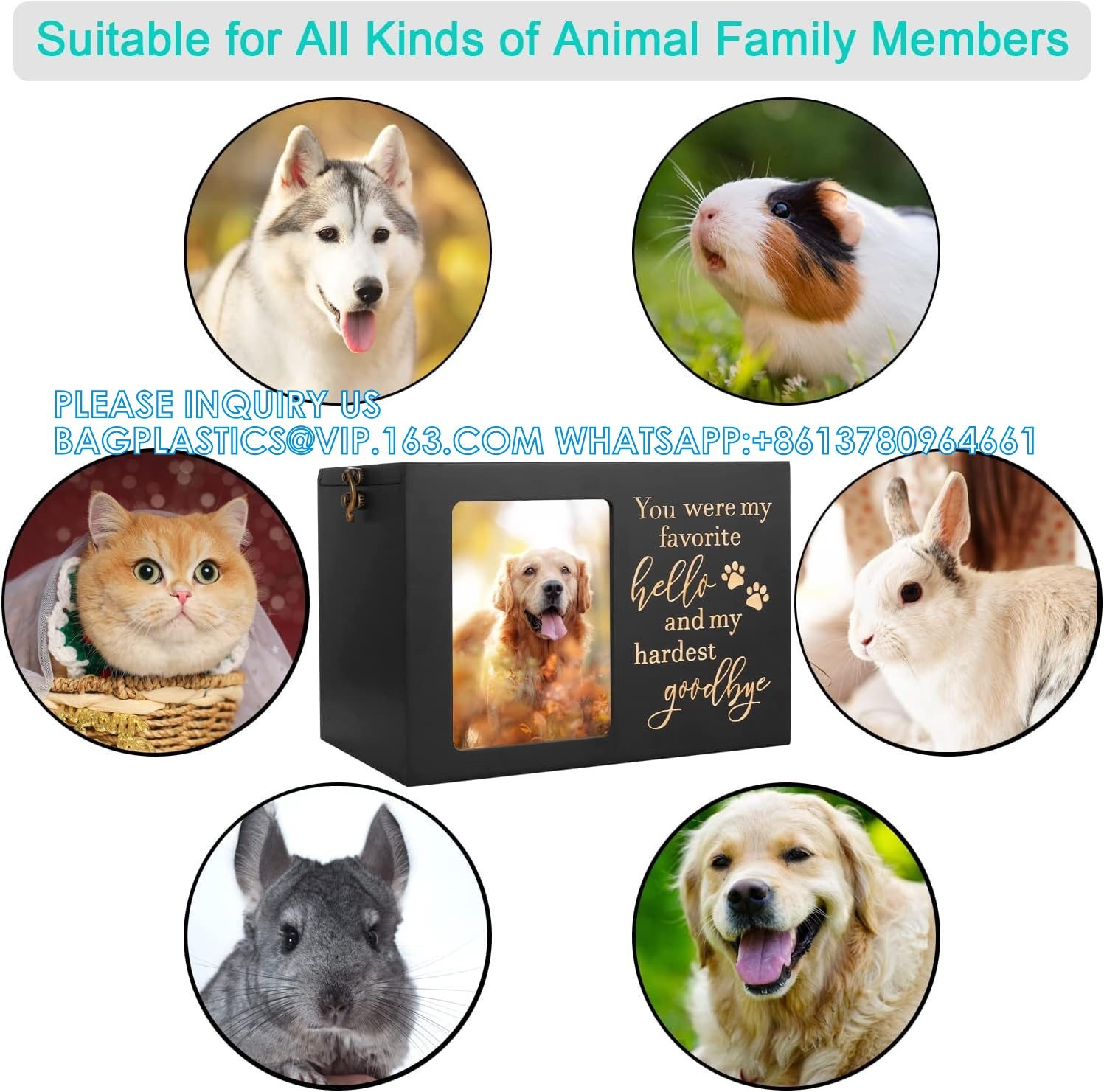 Pet Memorial Urns For Dog Or Cat Ashes, XLarge Wooden Funeral Cremation Urns With Photo Frame, Memorial Keepsake