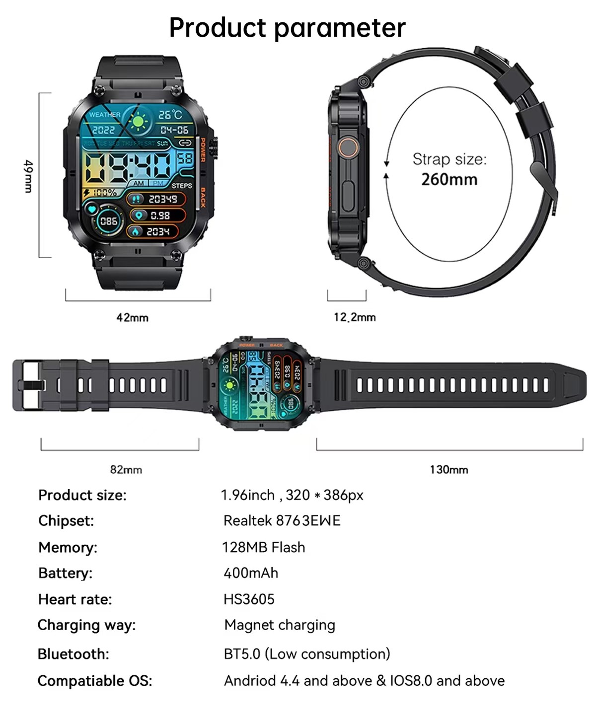 IPS Display Smart Watch 1.96 Inch K57 Pro Smartwatch With Large Battery