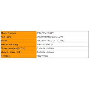 Precision Angular Contact Bearings BSB020047DUHP3 Spindle For Truck / Tailer