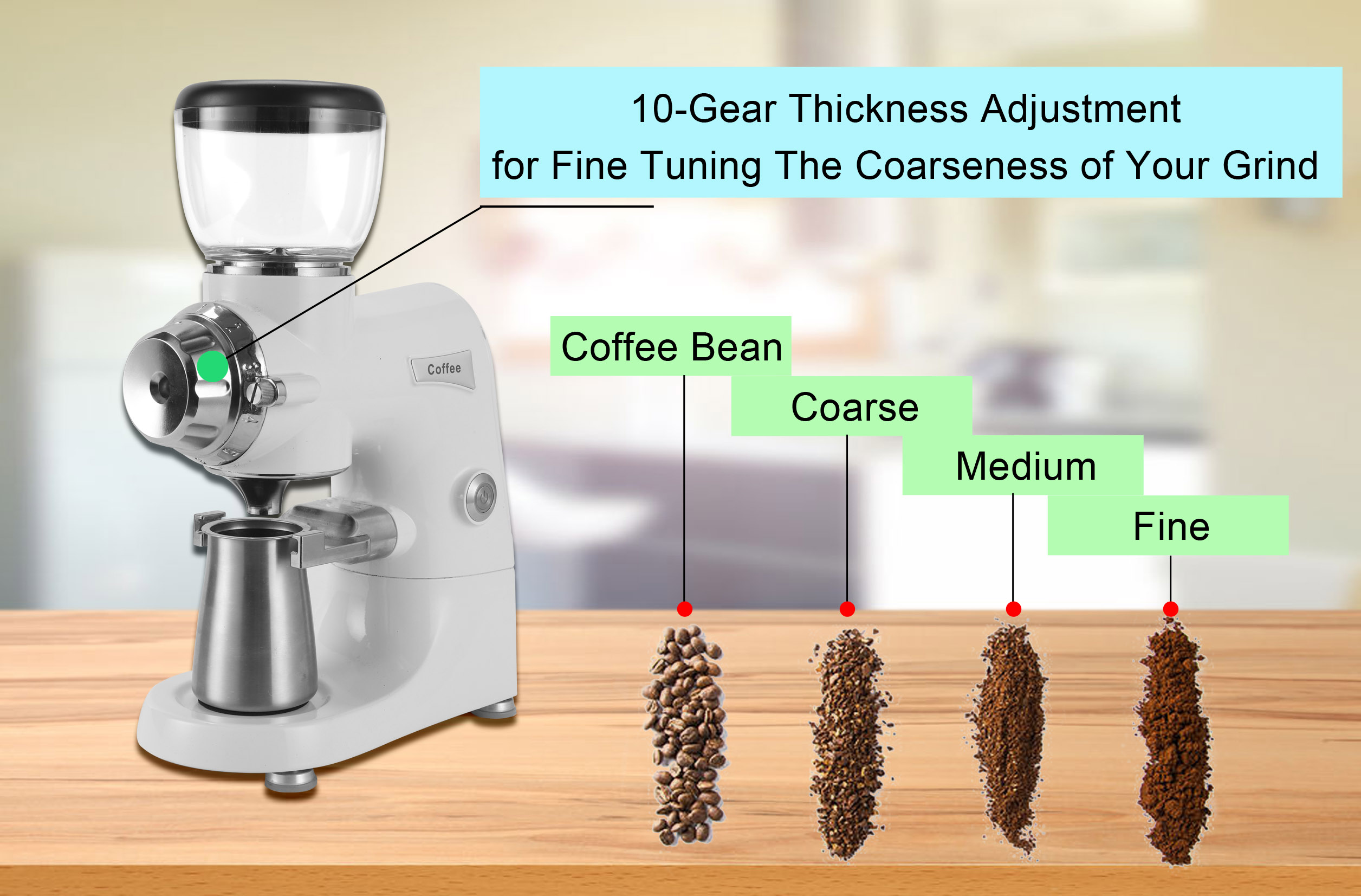 230g Bean Hopper Capacity Electric Espresso Coffee Grinder Perfect for Shop and Home