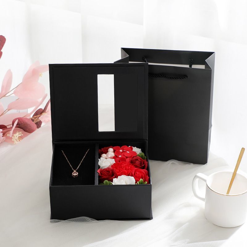 Custom Rigid Paper Packaging Gift Magnetic Foldable Packing Flowers Package Wedding Valentine Day Box with Ribbon