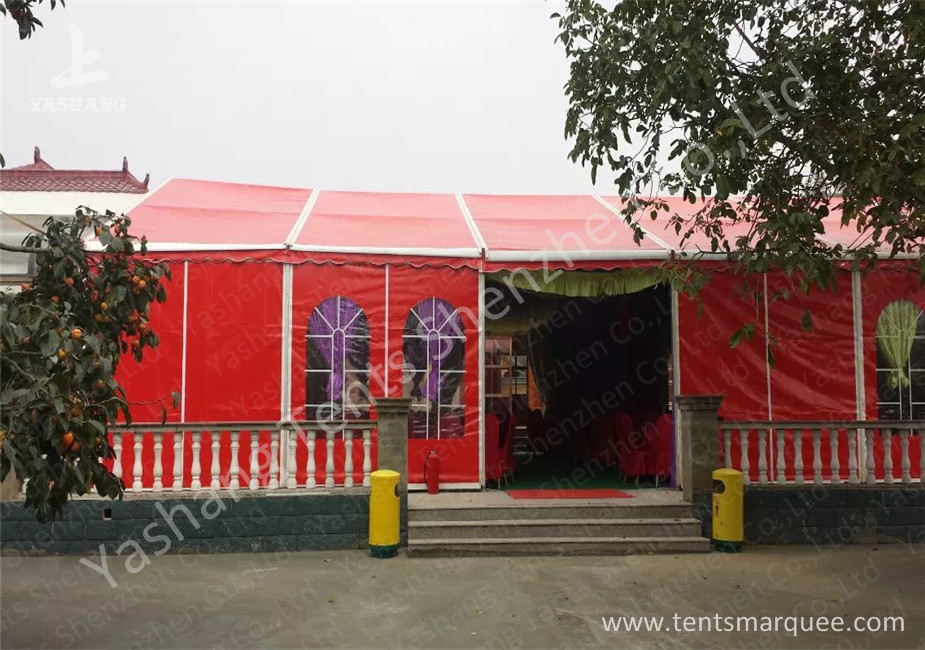 Hard Aluminum Skeleton Wedding Reception Tents Purple And White Lining Designed