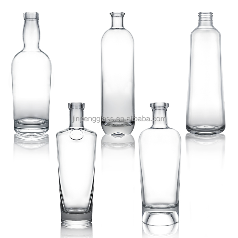 Base Material Glass Customized 500ml 700ml 750ml Super Flint Round Clear Glass Bottle