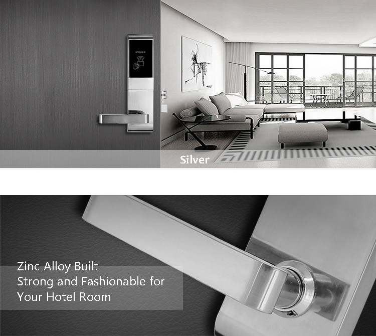 Zinc Alloy Rfid Hotel Door Locks , Modern Smart Card Reader Door Lock