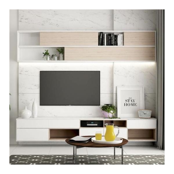 Adjustable Wooden Wall Mounted TV Stand Unit for Luxury Modern Living Room
