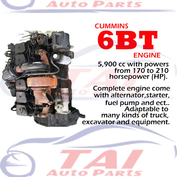 3.9L Displacement 4 Cylinder Diesel Engine Complete Motor Cummins Excavator Parts