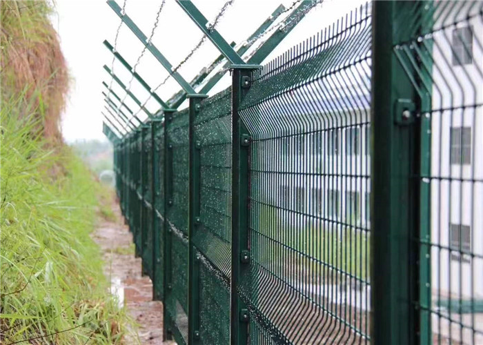 High Security Concertina Razor Wire On The Top Of Airport Perimeter Security Fencing