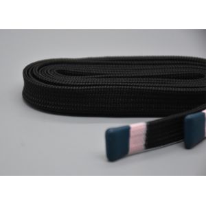 Customized 12mm Elastic Drawstring Cord Renewable Black Hollow With Silk Screen